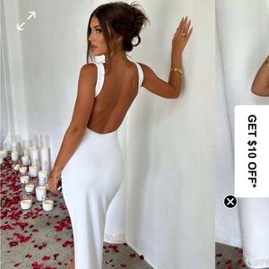 Open back midi white dress